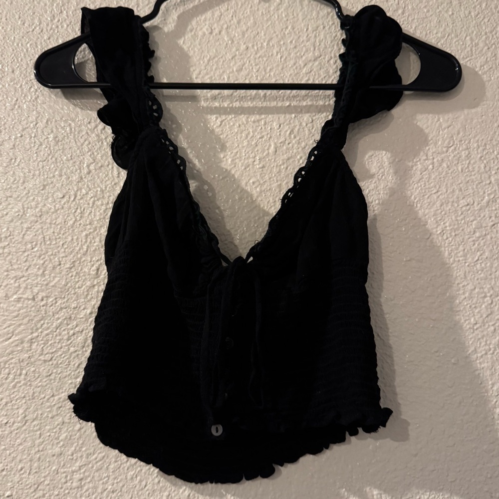 Princess Polly Black Ruffled Crop Top
